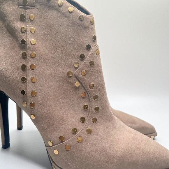 LOLA CRUZ PHOENIX TAUPE GREY STUDDED STILETTO HEELS POINTED TOE BOOTIES - 40 (9) - Picture 10 of 12